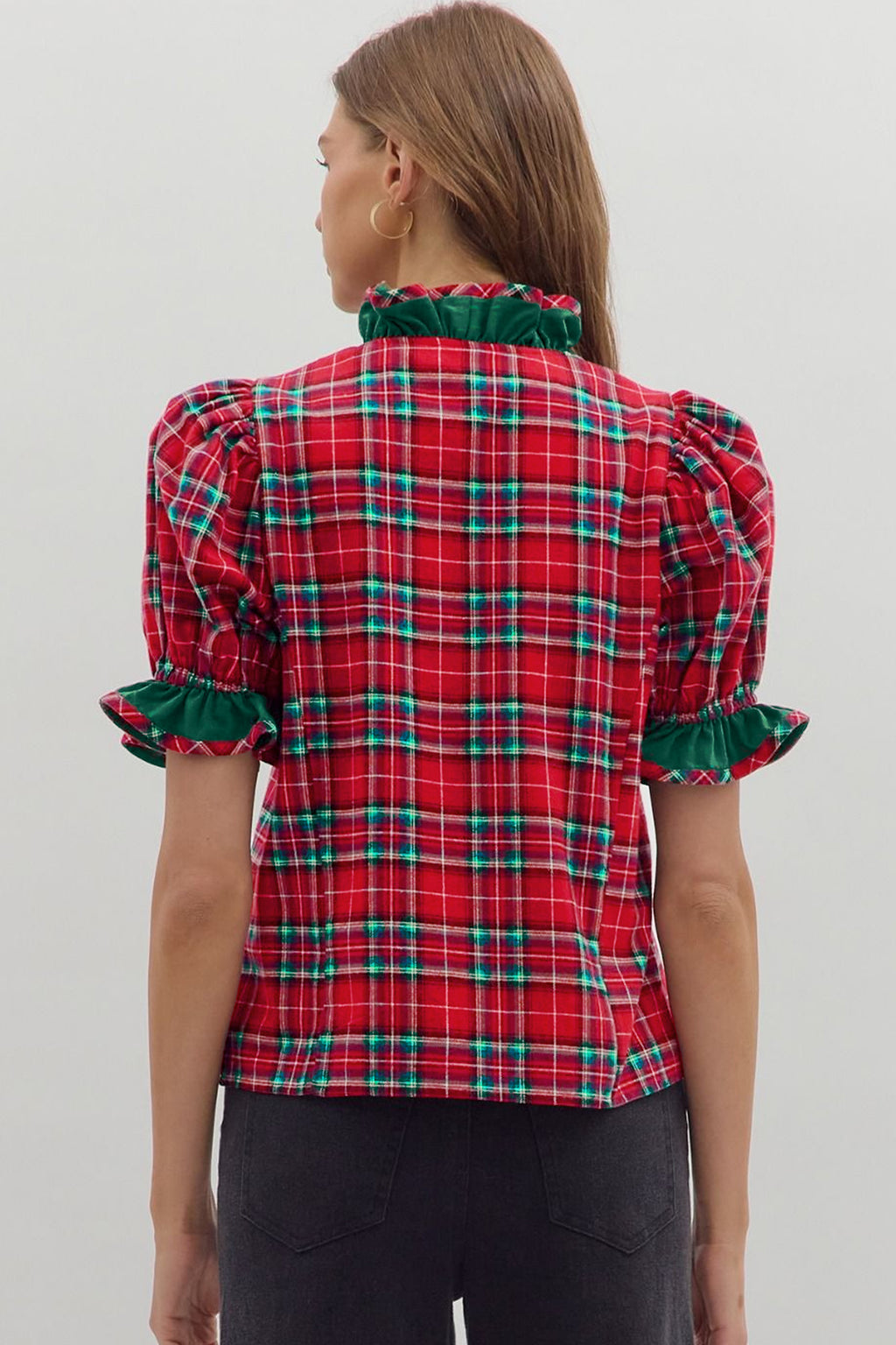 Audrey Lane Plaid Color-Block Shirt