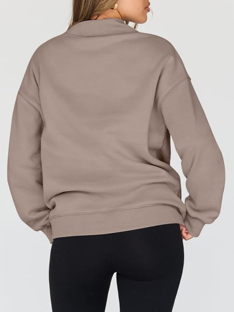 Hazel Blues® |  Mock Neck Drop Shoulder Long Sleeve Sweatshirt