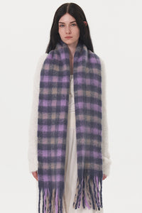 Hazel Blues® |  Fringe Plaid Polyester Scarf