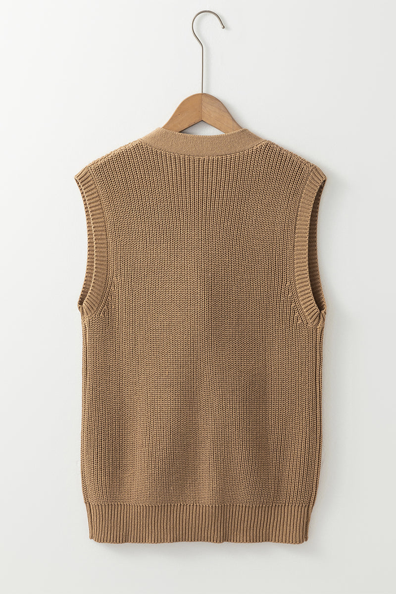 Hazel Blues® |  Button Up V-Neck Sweater Vest