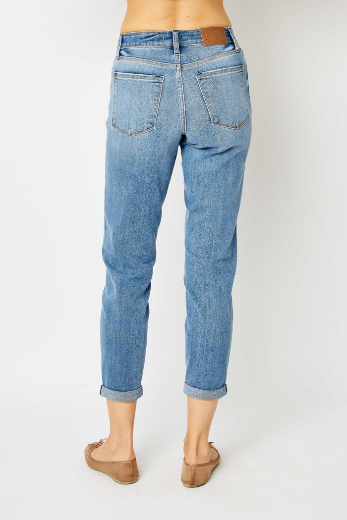 Hazel Blues® |  Judy Blue Cuffed Hem Slim Jeans