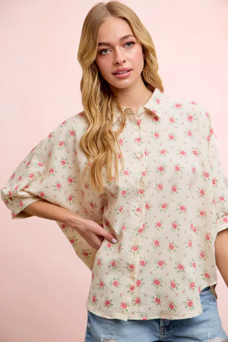 BiBi Flower Printed Short Dolman Blouse Top – Hazel Blues®