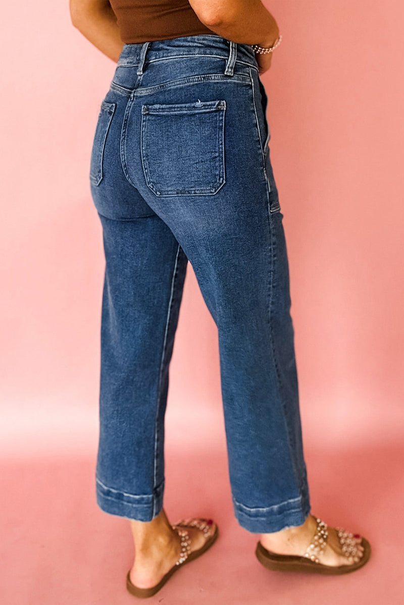 Hazel Blues® |  Breen Cropped High Rise Wide Leg Jeans