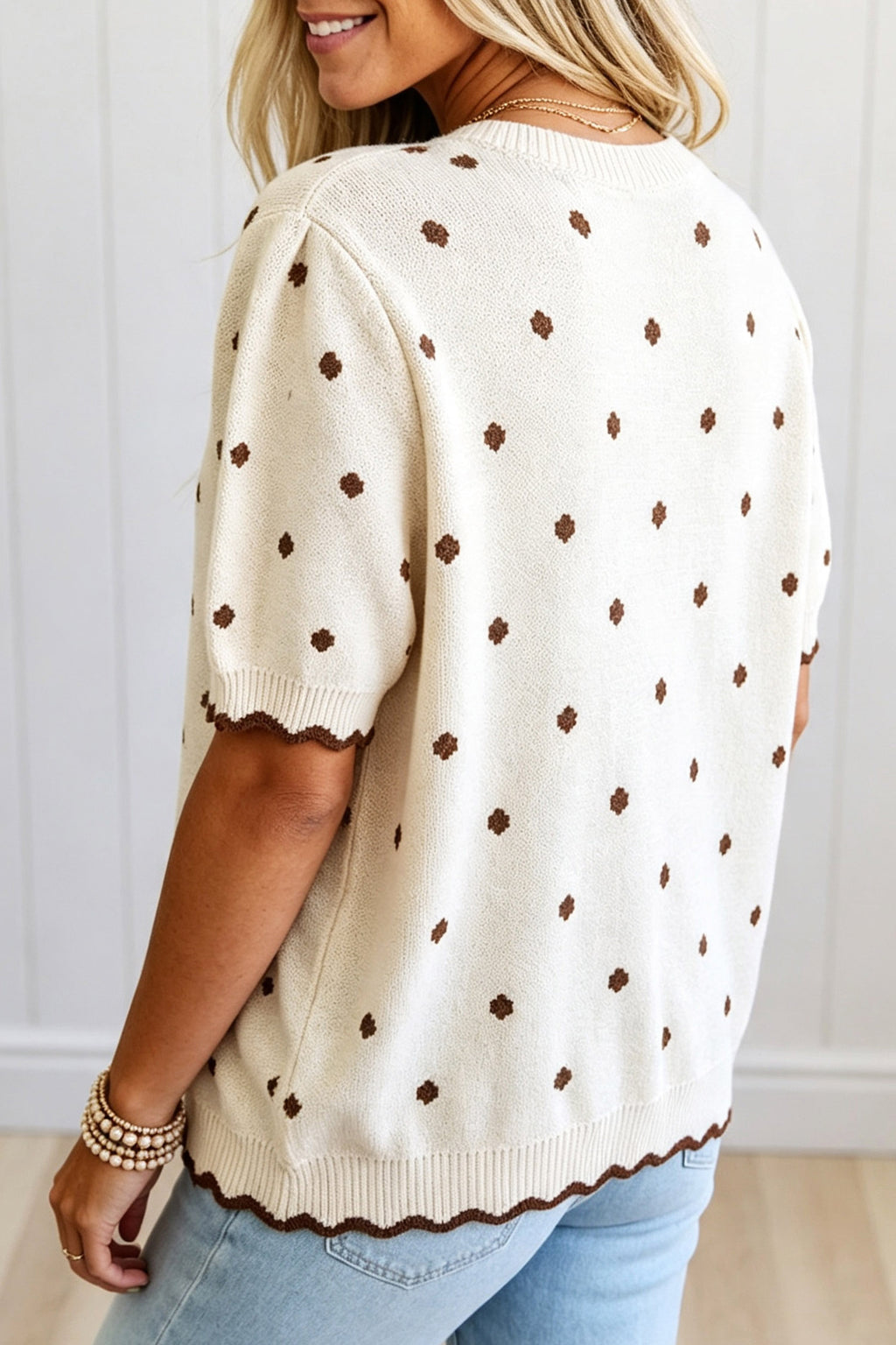 Sunday Dots Short Sleeve Sweater