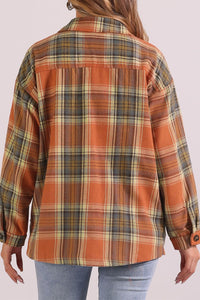 Hazel Blues® |  Plaid Collared Neck Long Sleeve Shirt with Chest Pockets