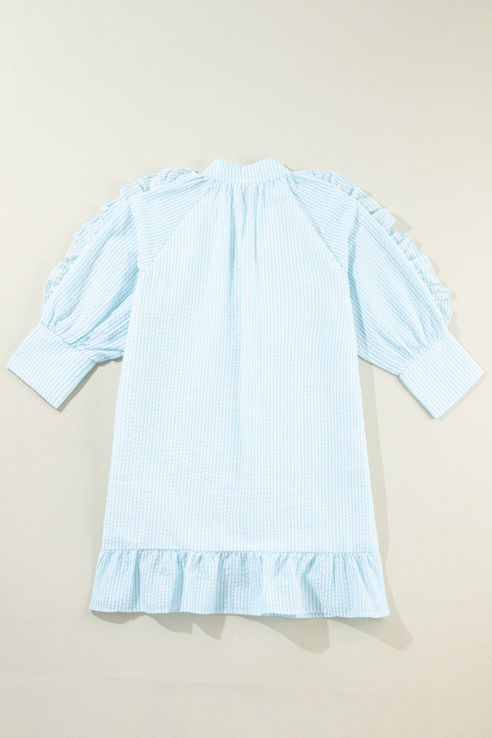 Hazel Blues® |  Ruffled Striped Notched Mini Dress