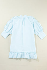 Hazel Blues® |  Ruffled Striped Notched Mini Dress