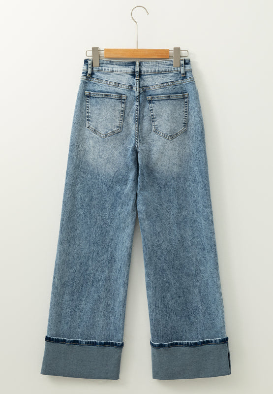 Hazel Blues® |  Washed Wide Leg Jeans with Pockets