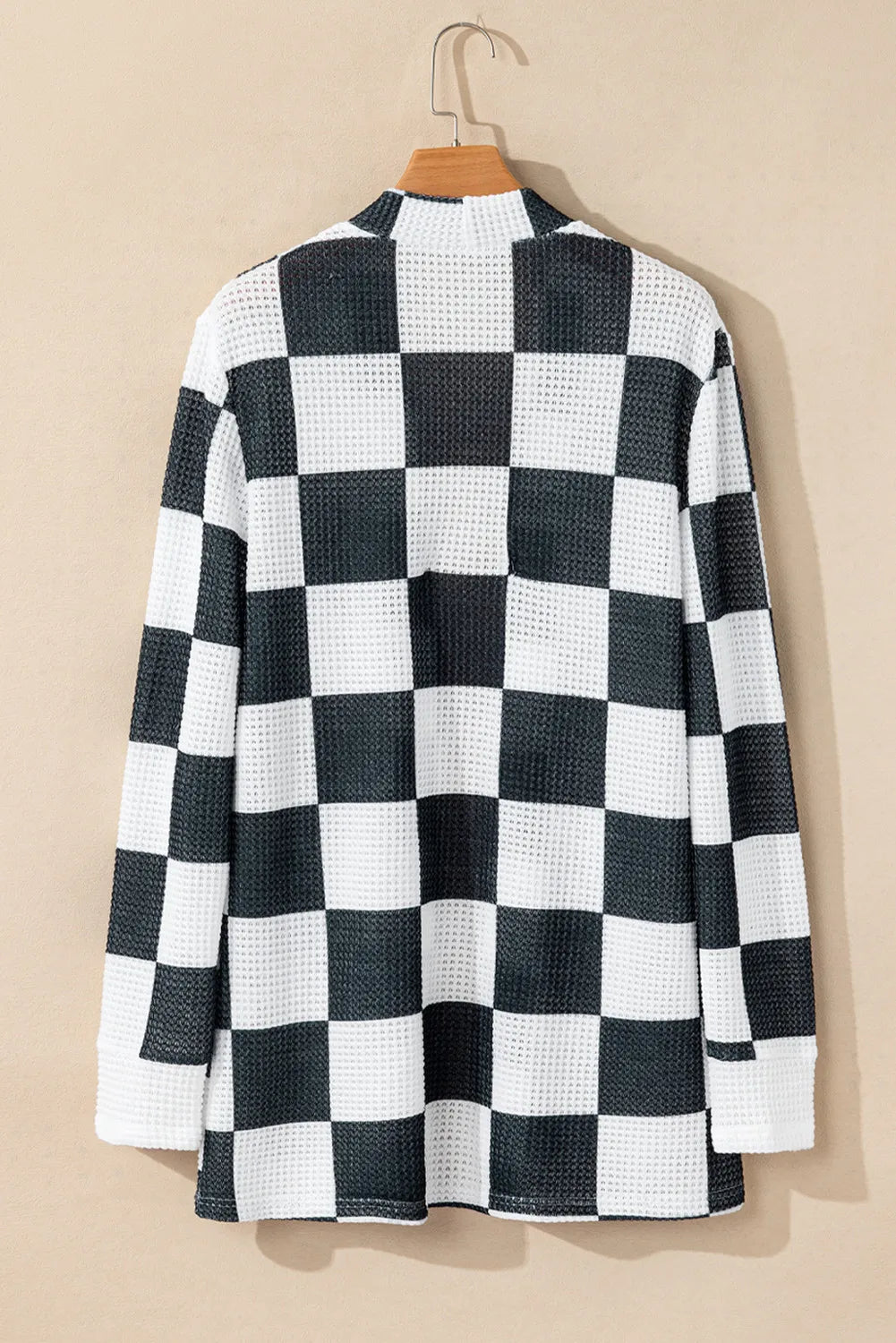 Hazel Blues® |  Checkered Open Front Long Sleeve Cover Up