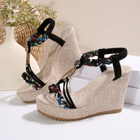 Hazel Blues® |  Braided Strap Wedge Sandals