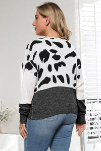 Hazel Blues® | Leopard Round Neck Long Sleeve Sweater