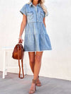 Hazel Blues® |  Raw Hem Short Sleeve Denim Dress