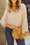 Hazel Blues® |  Tied Back V-Neck Long Sleeve Sweater