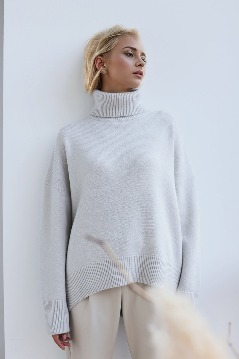 Hazel Blues® |  Basic Bae Turtleneck Dropped Shoulder Long Sleeve Sweater