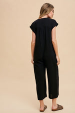 Hazel Blues® |  Annie Wear Button Detail Wide Leg Jumpsuit with Pockets