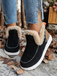 Hazel Blues® |  Furry Suede Round Toe Flat Sneakers