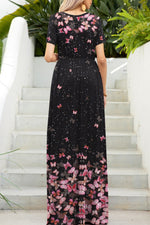 Hazel Blues® |  Printed Round Neck Short Sleeve Maxi Dress