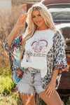 Hazel Blues® |  Multicolour Asymmetric Printed Patchwork Sleeve Peace Desert Graphic Top