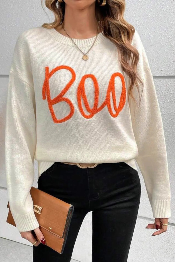 Hazel Blues® |  BOO Round Neck Long Sleeve Sweater