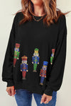 Hazel Blues® |  Black Sequined Nutcracker Doll Graphic Sweatshirt