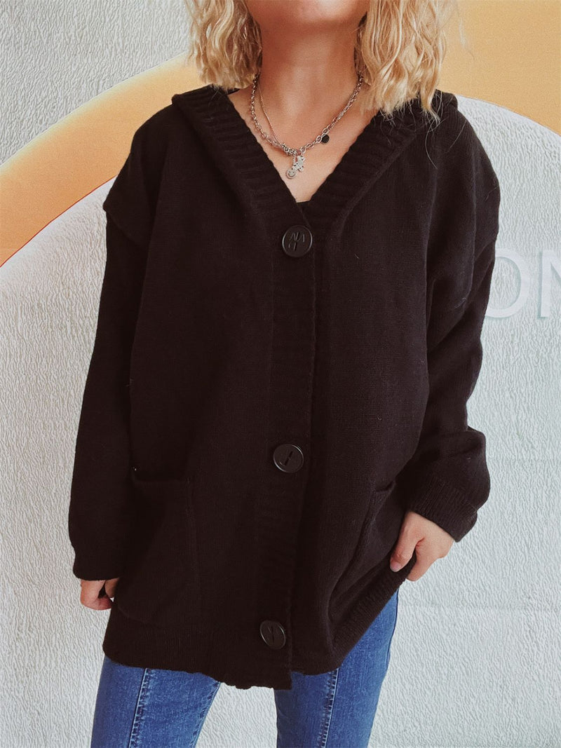 Hazel Blues® |  Dropped Shoulder Long Sleeve Hooded Cardigan