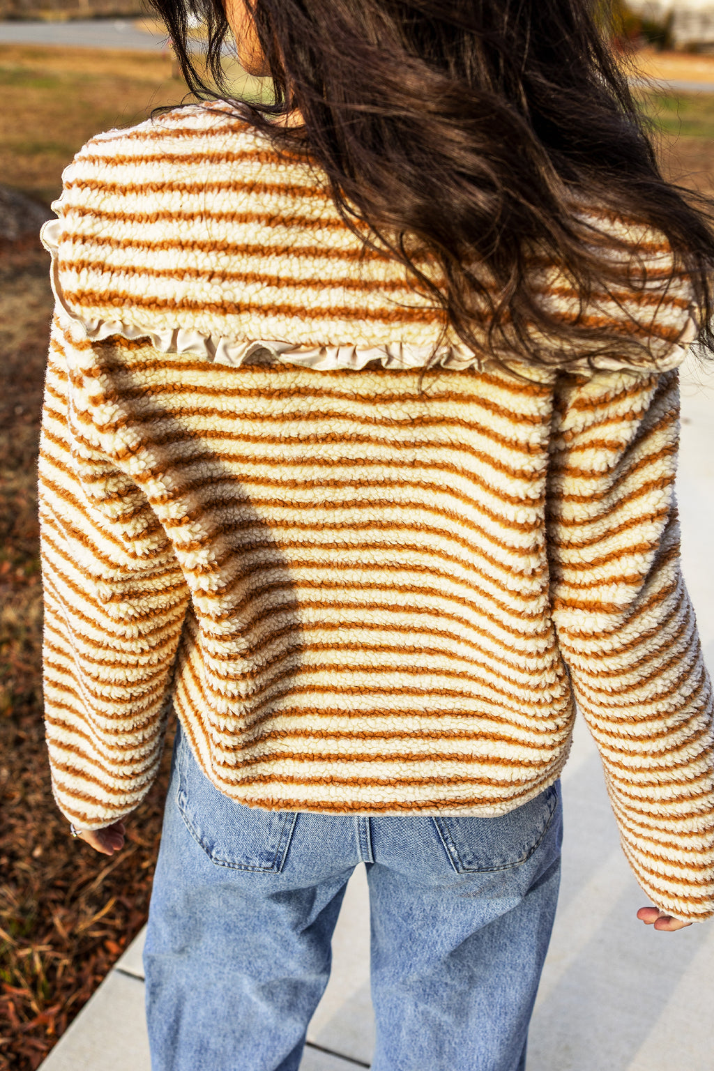 Nora Ruth Brown Striped Fleece Jacket