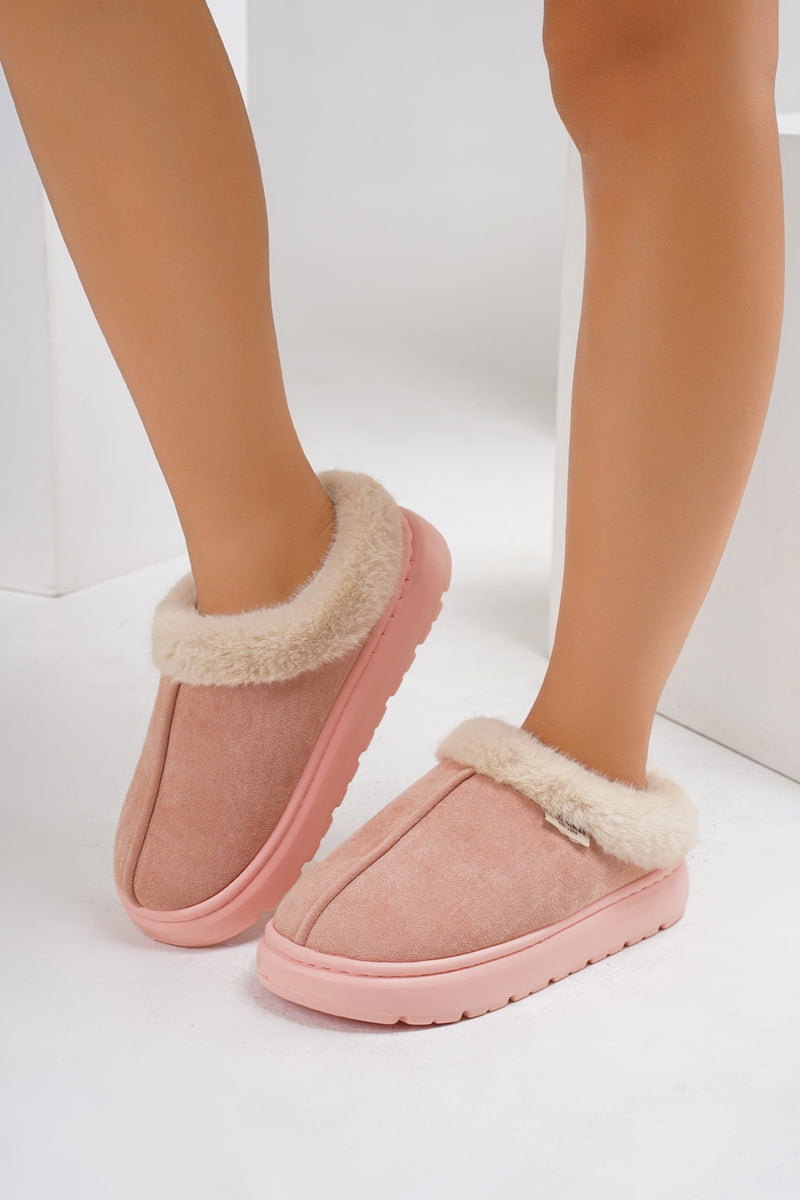 Hazel Blues® |  Furry Round Toe Platform Slippers