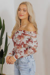 Hazel Blues® |  Pink Floral Printed Long Sleeve Sheath Bodysuit