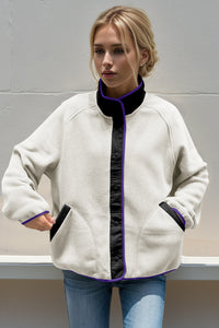 Hazel Blues® |  Double Take Snap Down Raglan Sleeve Jacket with Pockets