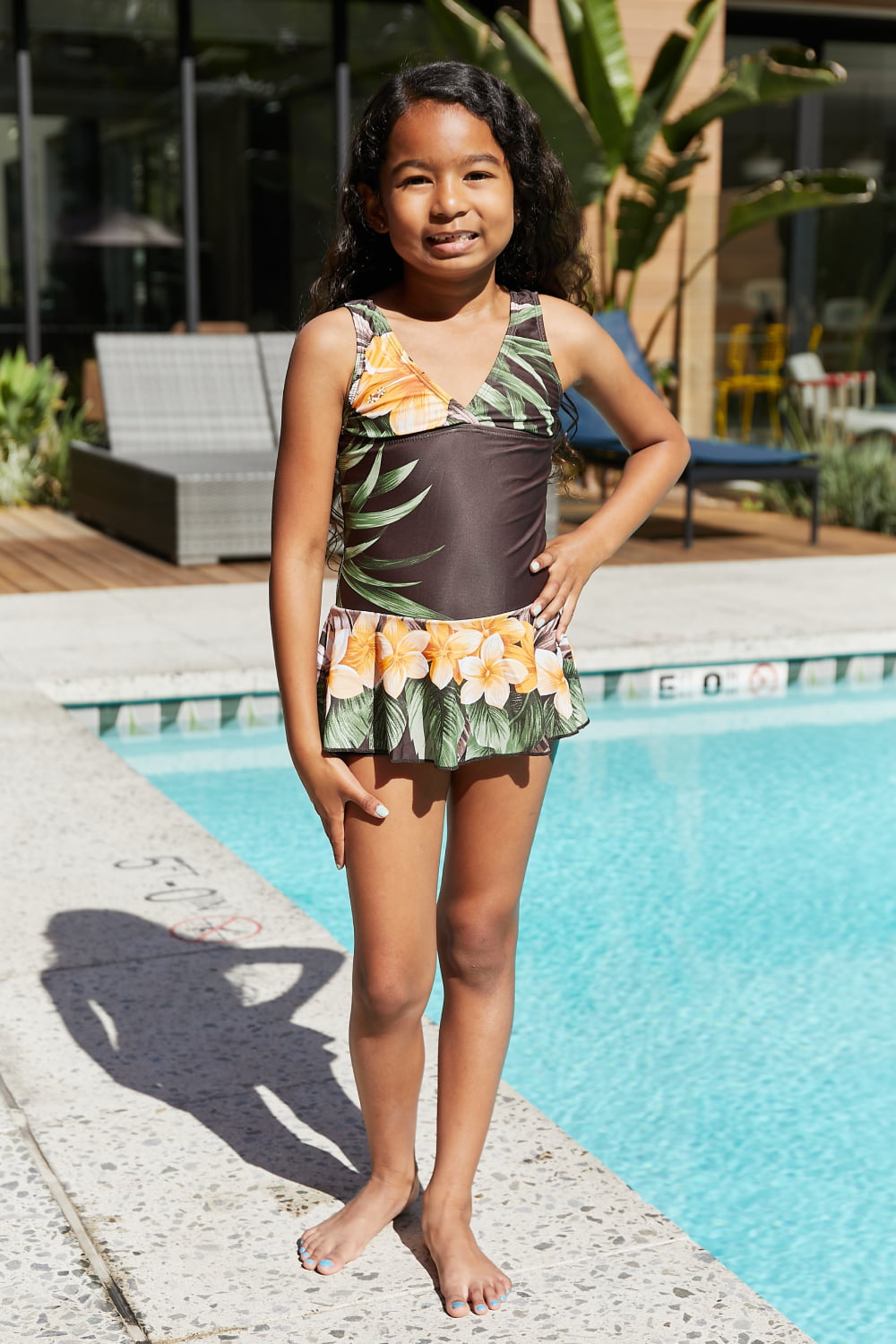 Hazel Blues® |  Marina West Swim Clear Waters Swim Dress in Aloha Brown: Youth