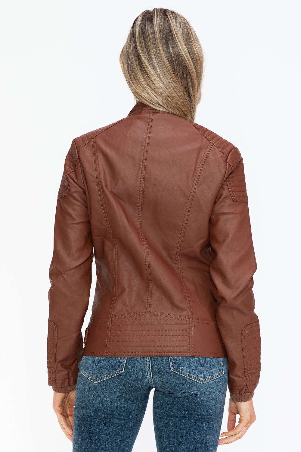 Hazel Blues® |  Snobbish Faux Leather Biker Jacket with Side Zip Pockets