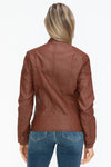 Hazel Blues® |  Snobbish Faux Leather Biker Jacket with Side Zip Pockets