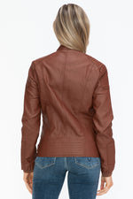 Hazel Blues® |  Snobbish Faux Leather Biker Jacket with Side Zip Pockets