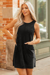 Hazel Blues® |  Beige Corduroy Sleeveless Mini Dress With Patched Pockets