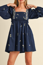 Hazel Blues® |  Floral Square Neck Balloon Sleeve Mini Dress