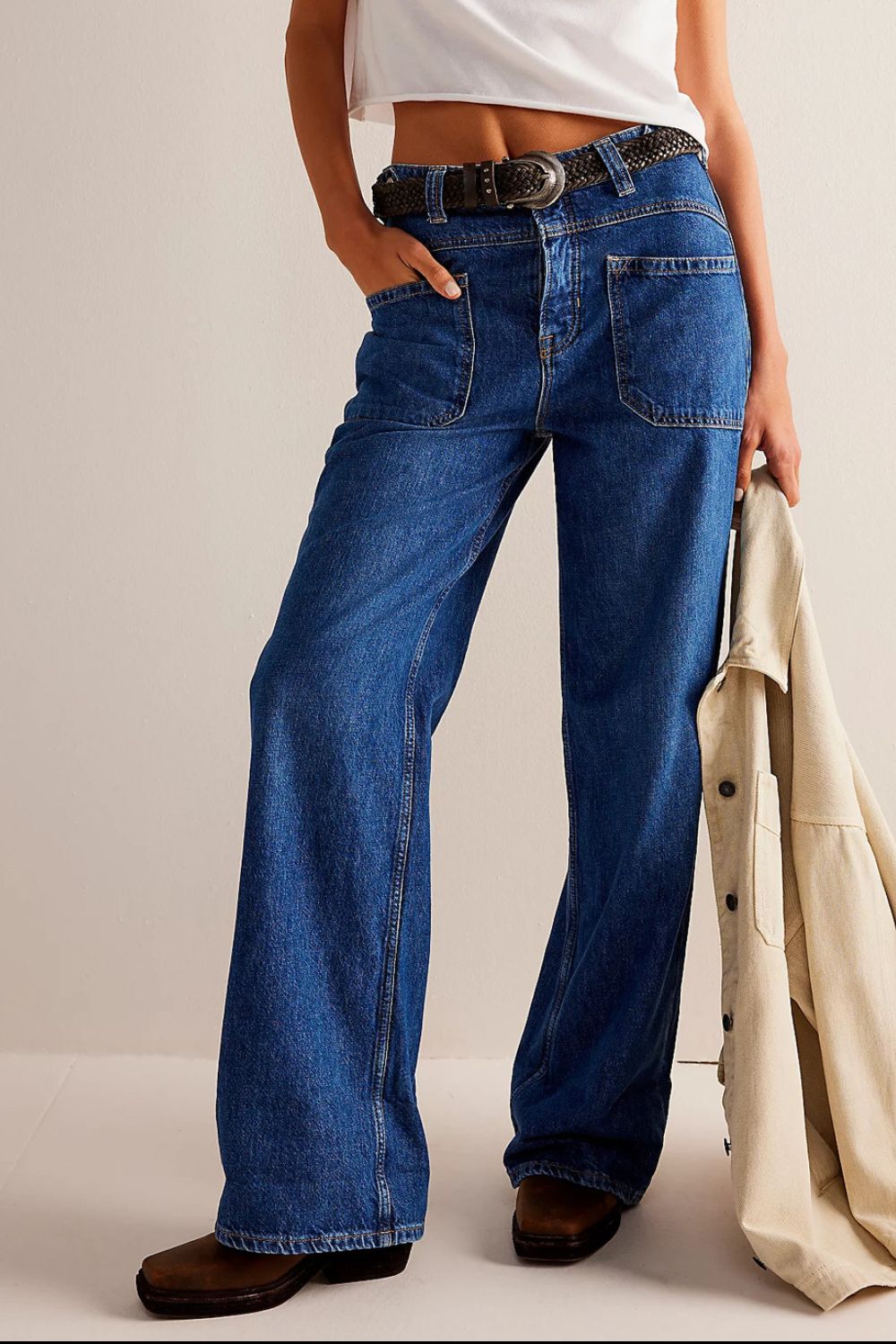 Hazel Blues® |  Washed Wide Leg Jeans with Pockets