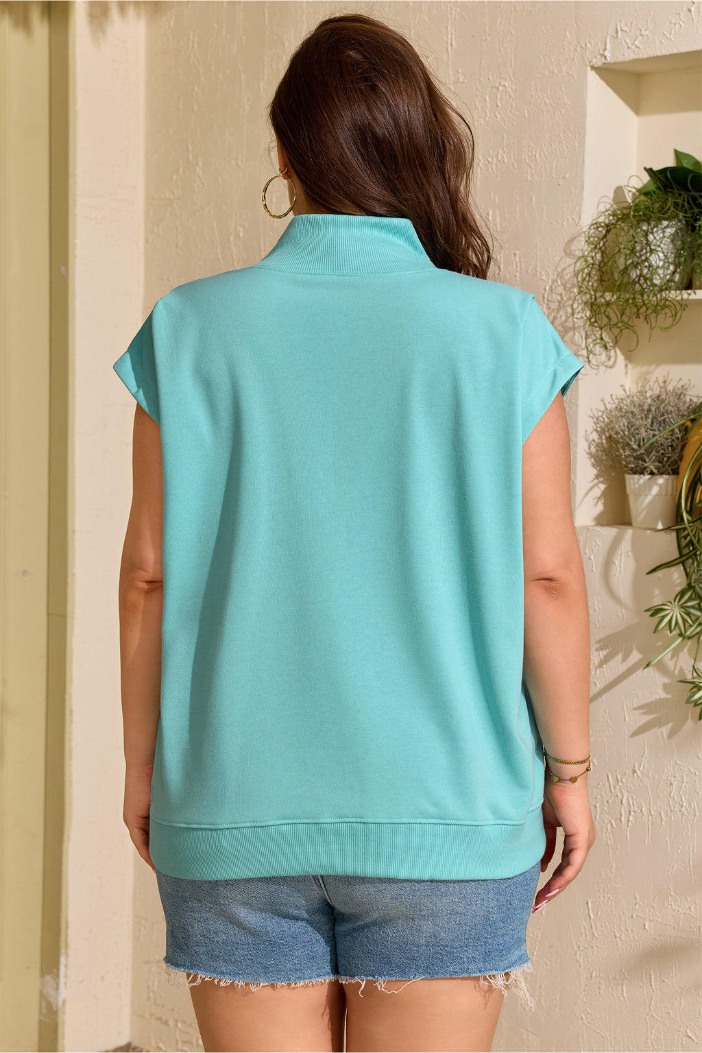 High Neck Cap Sleeve Top