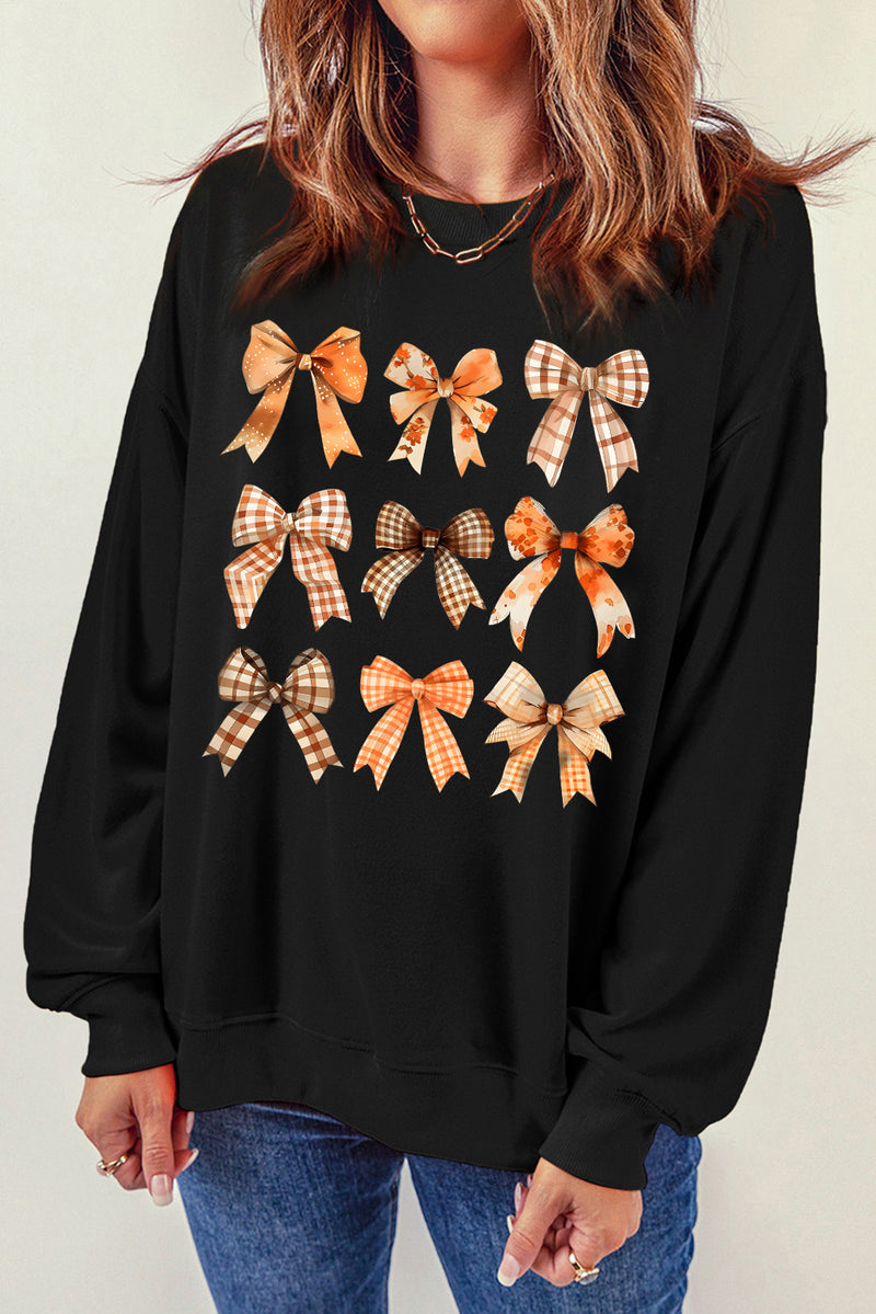 Hazel Blues® |  Bow Graphic Round Neck Long Sleeve Sweatshirt