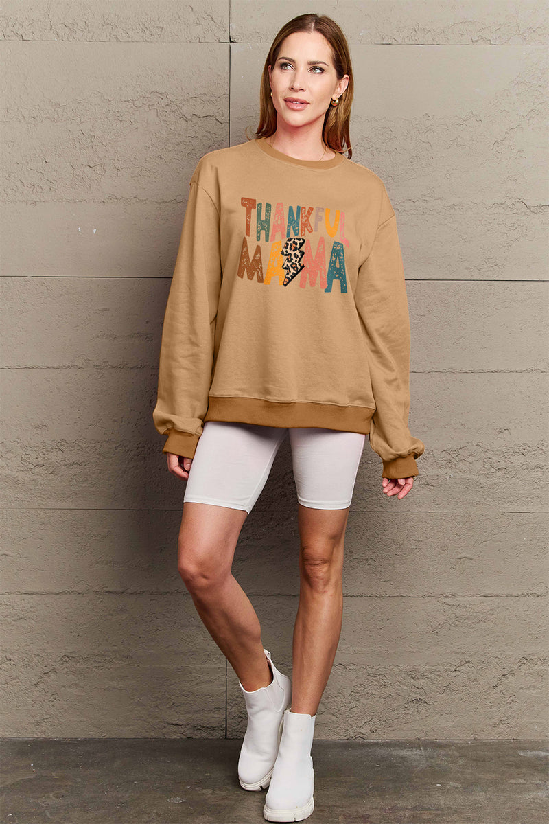 Hazel Blues® |  Letter Graphic Long Sleeve Sweatshirt