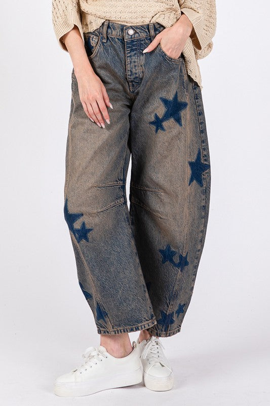 Hazel Blues® |  SAGE + FIG Star Wide Leg Jeans with Pockets