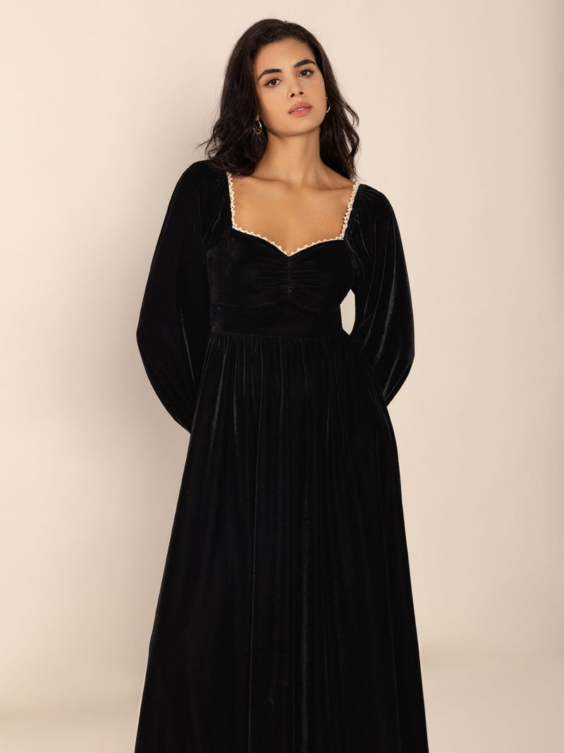 Hazel Blues® |  Sweetheart Neck Long Sleeve Midi Dress