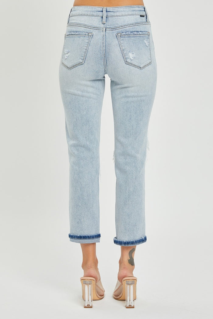 Hazel Blues® |  RISEN Mid-Rise Sequin Patched Jeans