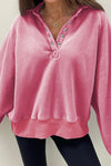 Hazel Blues® |  Half Snap Long Sleeve Sweatshirt