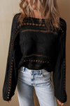 Hazel Blues® |  Cable-Knit Openwork Long Sleeve Sweater