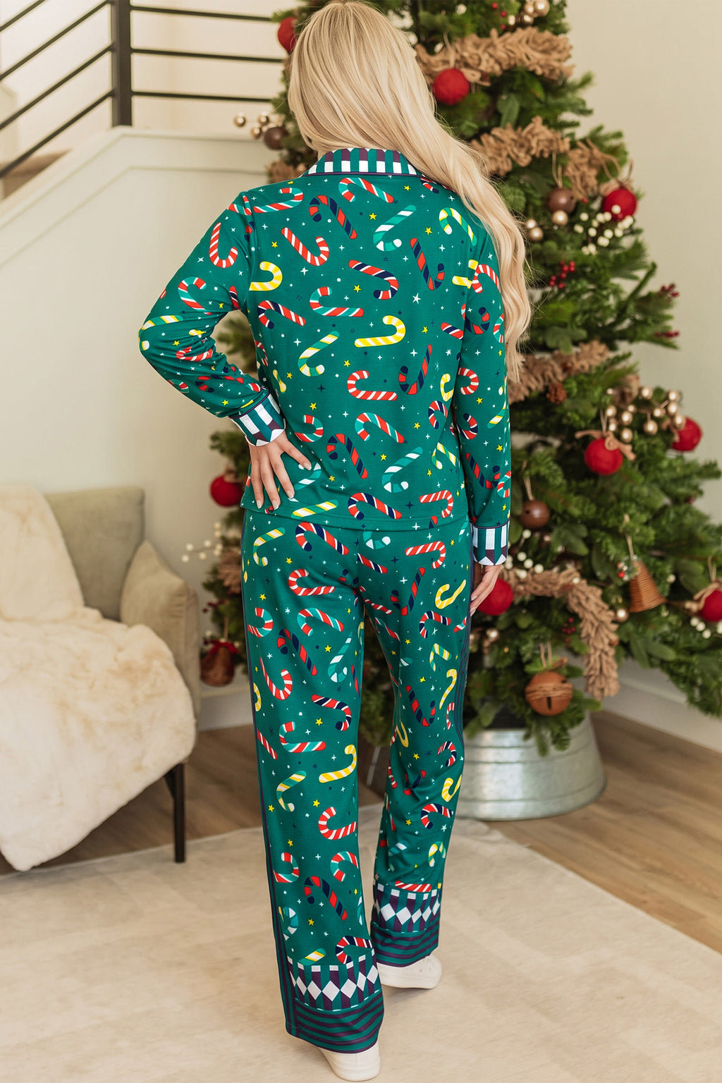 Hallie Sage Candy Cane Christmas Pajama Set