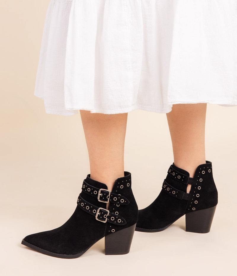 Hazel Blues® |  Elsa Leather Ankle Boot in Black