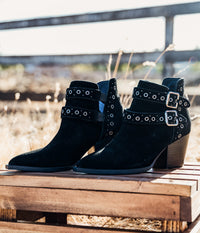 Hazel Blues® |  Elsa Leather Ankle Boot in Black