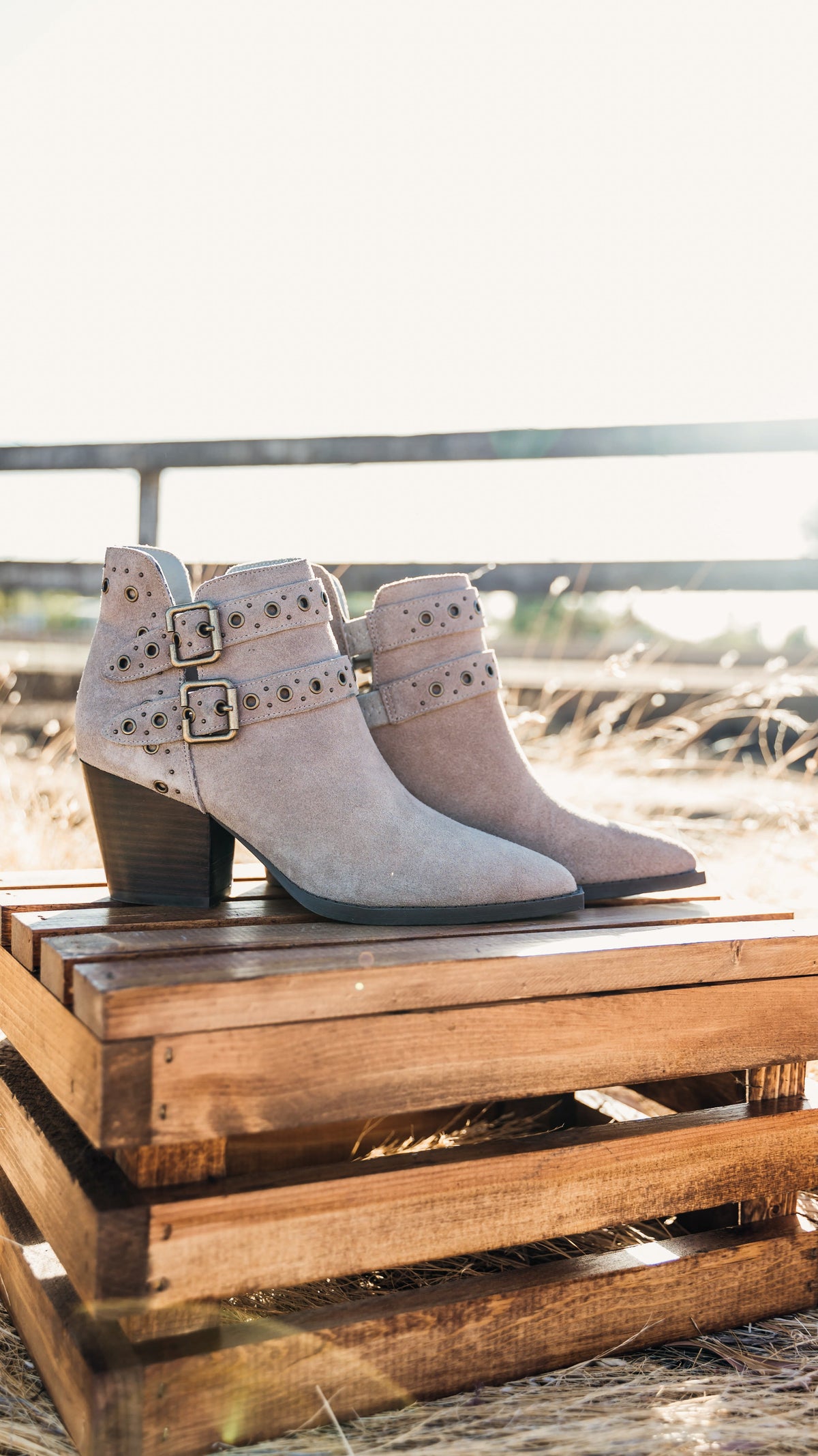 Hazel Blues® |  Elsa Leather Ankle Boot in Taupe