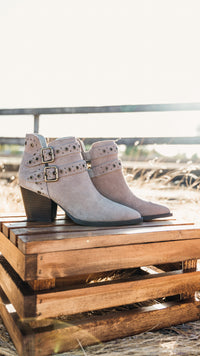 Hazel Blues® |  Elsa Leather Ankle Boot in Taupe