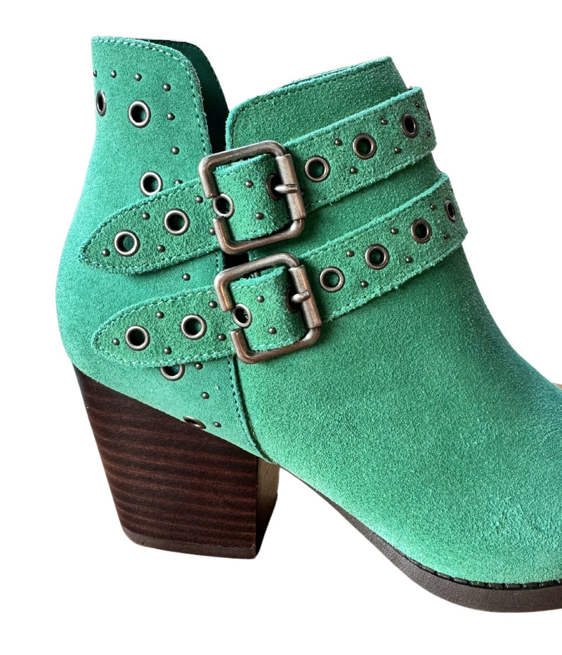 Hazel Blues® |  Elsa Leather Ankle Boot in Teal